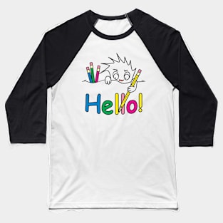 Cute character writes Hello Baseball T-Shirt